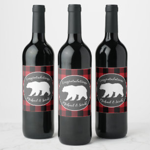 Etiqueta Para Botella De Vino Bear Baby Shower Woodland Lodge