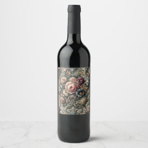 Etiqueta Para Botella De Vino Beast of the Interstice - Diseño floral gótico