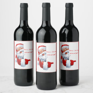 Etiqueta Para Botella De Vino "Beba - Santa está mirando, ¡pero no juzgará!"