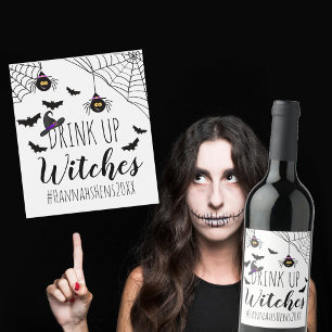 Etiqueta Para Botella De Vino Beban Brujas Fiesta de Halloween despedida de solt