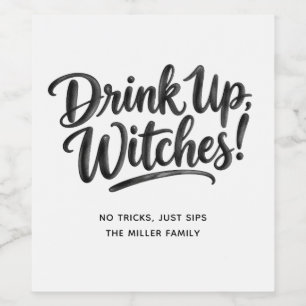 Etiqueta Para Botella De Vino ¡Beban Brujas   Fiesta Divertida de Halloween para