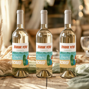 Etiqueta Para Botella De Vino Bebé a bordo Surfing Tropical Beach Baby Shower