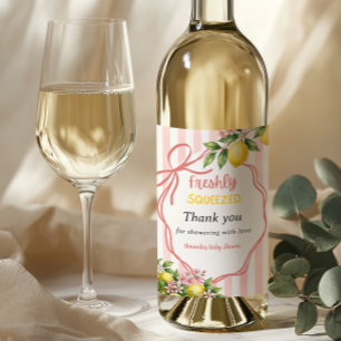 Etiqueta Para Botella De Vino Bebé de ducha de Limonada recién exprimida con laz