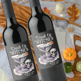 Etiqueta Para Botella De Vino Beber brujas Invitación de embarazo de Halloween