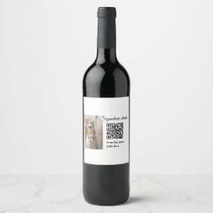 Etiqueta Para Botella De Vino Beber firma exploración código QR agregar nombre d