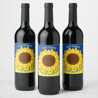 Etiqueta Para Botella De Vino Bebí a Ucrania e invasores que plantan girasoles