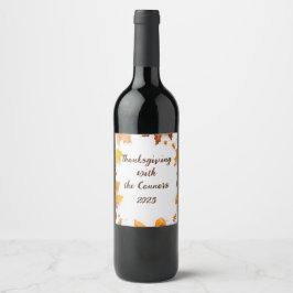 Etiqueta Para Botella De Vino Bebida de Acción de Gracias de Hoja de Otoño