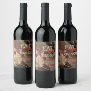 Etiqueta Para Botella De Vino Bebida de Acción de Gracias Estar agradecida por l