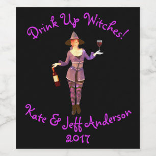 Etiqueta Para Botella De Vino Bebida de Halloween encima de la etiqueta conocida