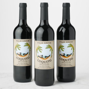 Etiqueta Para Botella De Vino Bebida Tropical de Frutas de Coco Coquito