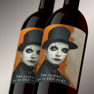 Etiqueta Para Botella De Vino Bebidas divertidas de Halloween gótico para morirs