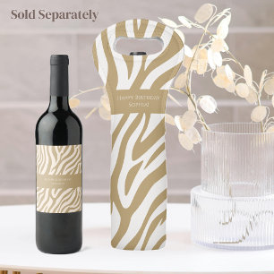 Etiqueta Para Botella De Vino Beige estéreo de la impresión de cebra