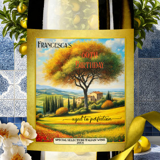 Etiqueta Para Botella De Vino Bella Artes italiano Cumpleaños