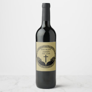 Etiqueta Para Botella De Vino Bendición de Casa Cristiana