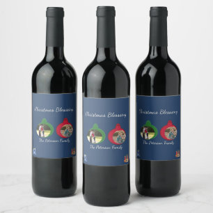 Etiqueta Para Botella De Vino Bendiciones de Navidad Adornos Sagrados   2 Fotos