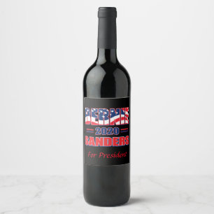 Etiqueta Para Botella De Vino Bernie Sanders para presidente en 2020