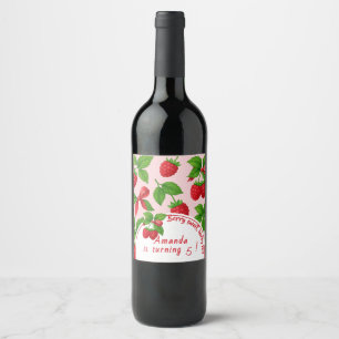 Etiqueta Para Botella De Vino Berry Sweet Raspberry Kids Birthday Fiesta -