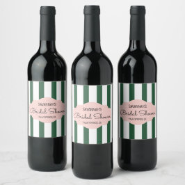 Etiqueta Para Botella De Vino Beverly Hills ducha de novias rosa y verde