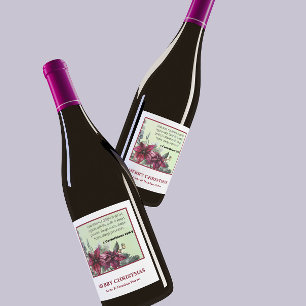 Etiqueta Para Botella De Vino Biblia personalizada Verse Feliz Navidad