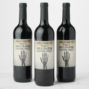 Etiqueta Para Botella De Vino Bienvenida a Fiesta de vintage de Halloween