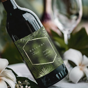 Etiqueta Para Botella De Vino Bienvenida a la boda Olive Oasis ID1324