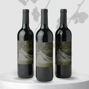 Etiqueta Para Botella De Vino Bienvenida a la cena de ensayo moderno con foto de