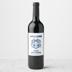 Etiqueta Para Botella De Vino Bienvenida al baby shower de fútbol para novato