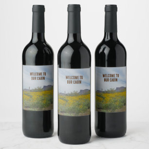 Etiqueta Para Botella De Vino Bienvenida Cabina Southwest Wildflowers Desierto d