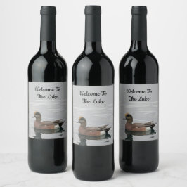 Etiqueta Para Botella De Vino Bienvenida Duck Photo Wigeon Calle Water Lake Hous