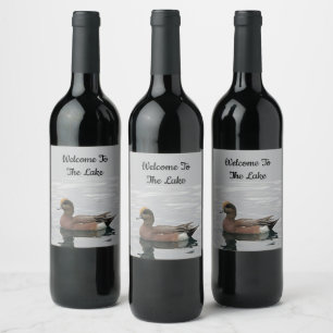 Etiqueta Para Botella De Vino Bienvenida Duck Photo Wigeon Calle Water Lake Hous