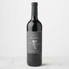 Etiqueta Para Botella De Vino Bienvenida Minimalista Arco de Plata para Baby Sho