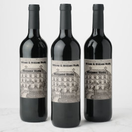 Etiqueta Para Botella De Vino Bienvenido a Casa Inmobiliaria Cierre de Venta Age