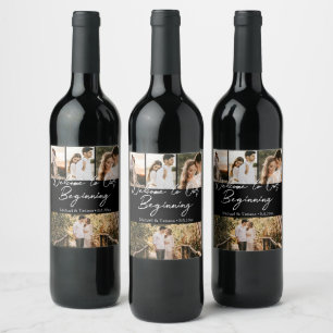 Etiqueta Para Botella De Vino bienvenido a nuestra boda de inicio 4 fotos modern