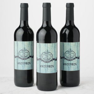 Etiqueta Para Botella De Vino Bienvenidos a Lake House Blue Wood