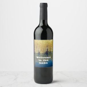 Etiqueta Para Botella De Vino Bienvenidos al Lake Water Reflection House
