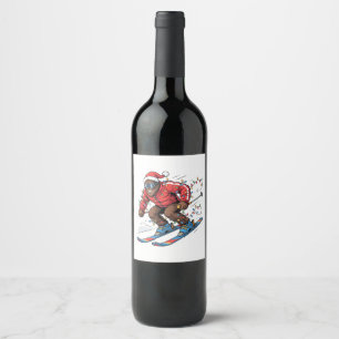Etiqueta Para Botella De Vino Bigfoot Sasquatch Esquí Navidad 2026 Fiesta  