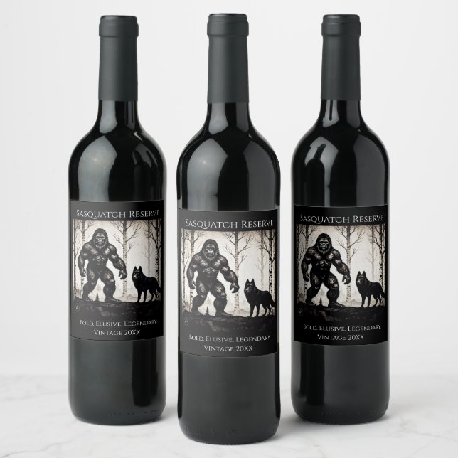 Etiqueta Para Botella De Vino Bigfoot y Wolf (Botellas)