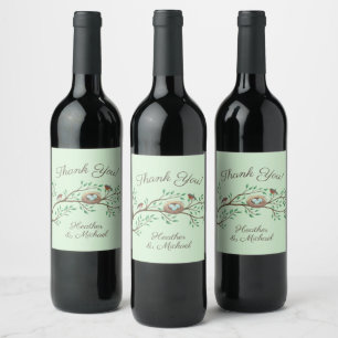 Etiqueta Para Botella De Vino Bird Baby Shower Spring