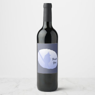 Etiqueta Para Botella De Vino Bird Silhouette Light Blue Nature Gracias