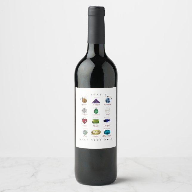 Etiqueta Para Botella De Vino Birthstone (Anverso)
