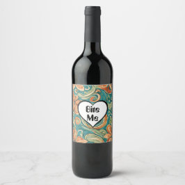 Etiqueta Para Botella De Vino Bite Me Funny Heart Swirly Retro Design