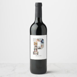 Etiqueta Para Botella De Vino Black and White Letter P Photo Collage