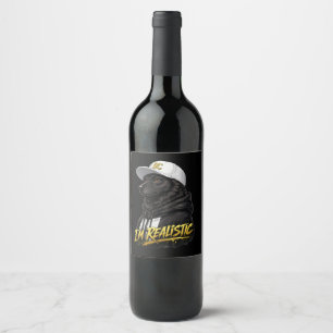 Etiqueta Para Botella De Vino Black Anime Dog Streetwear Art I'm Realistic