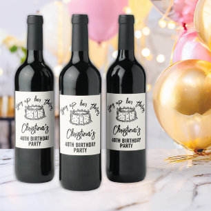 Etiqueta Para Botella De Vino Black Bow amarra sus 30 años 40
