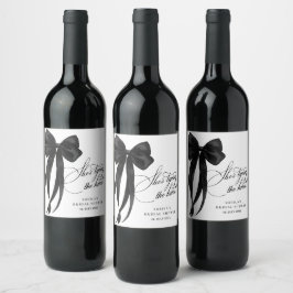 Etiqueta Para Botella De Vino Black Bow está atando la ducha nupcial