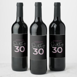Etiqueta Para Botella De Vino Black Dirty Thirty Custom Name Birthday Wine Label