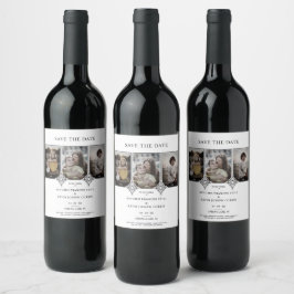 Etiqueta Para Botella De Vino Black Elegage Lace Romántico 3 Fotos