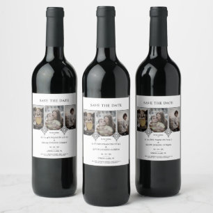 Etiqueta Para Botella De Vino Black Elegage Lace Romántico 3 Fotos