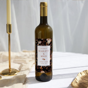 Etiqueta Para Botella De Vino Black Fall Terracotta Foliage Wedding Favor