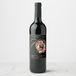 Etiqueta Para Botella De Vino Black Gold 90th Birthday Floral Classy Personaliza
